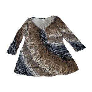 Venus Women's Blouse Multicolor Size XL 100% Rayon Animal Print 1/2 Sleeve